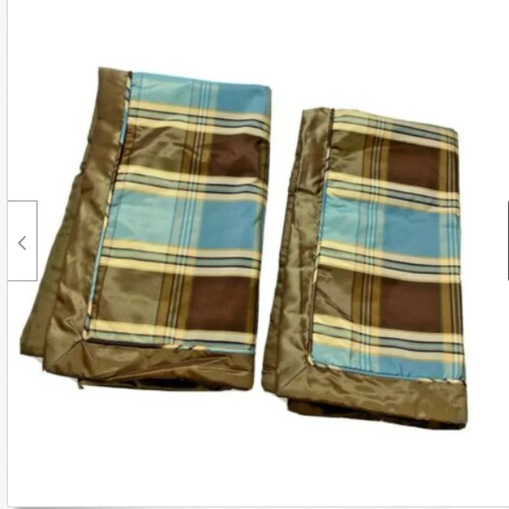 2 K Pillowcases Luxury Pair Faux Silk Shams Plaid